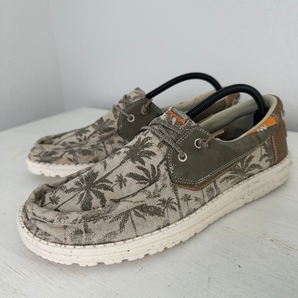 Hey Dude Shoes Mens 12 Welsh Natural Sage Palm Tan Tropical Slip On 112228419